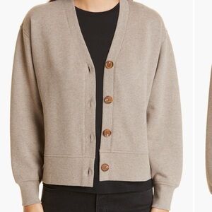 Rails Cotton Fleece Cardigan Medium Latte Heather